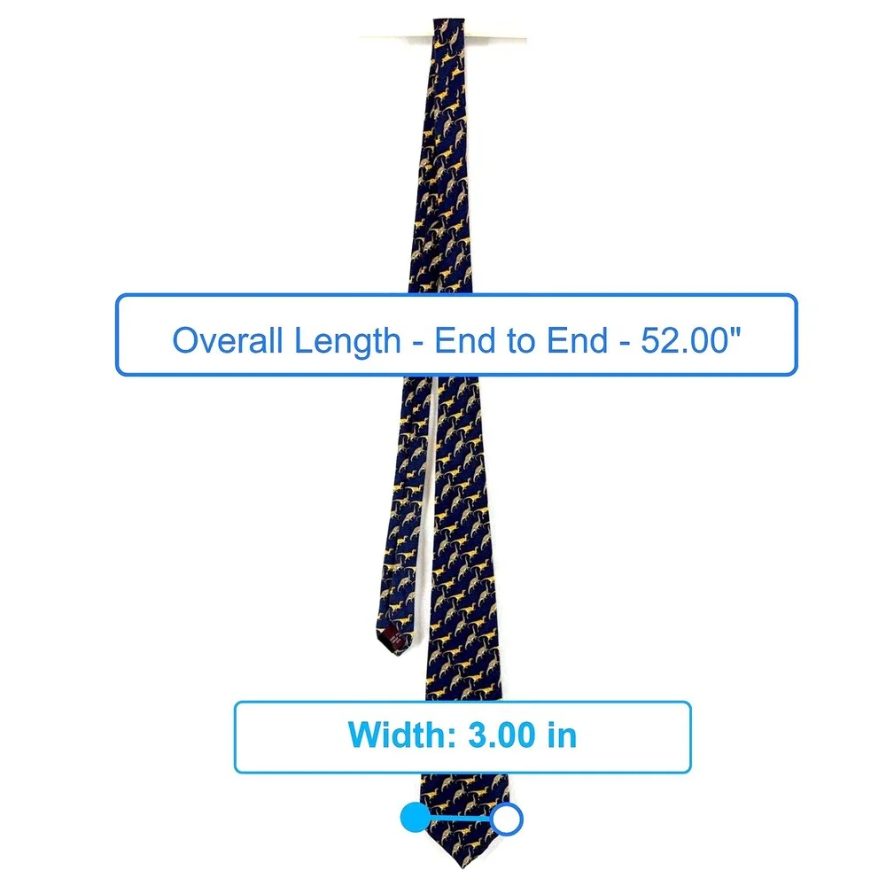 Brooks Brothers Pure Silk Dinosaur Necktie Navy Gold Preppy Novelty Old Money‎